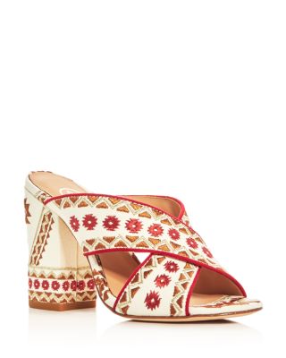 Ash Adel Embroidered Crisscross High Heel Slide Sandals