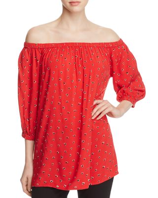 BeachLunchLounge Off-the-Shoulder Heart Print Blouse - 100% Bloomingdale's Exclusive