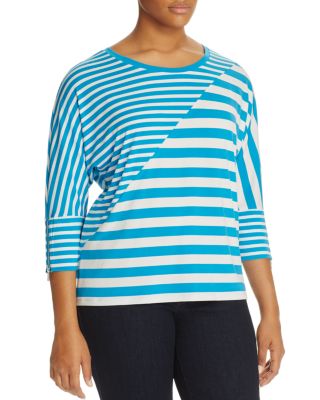 Calvin Klein Plus Mixed Stripe Dolman Sleeve Top