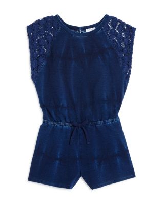 Splendid Girls' Tie Dye Crochet Sleeve Romper - Sizes 2T-4T