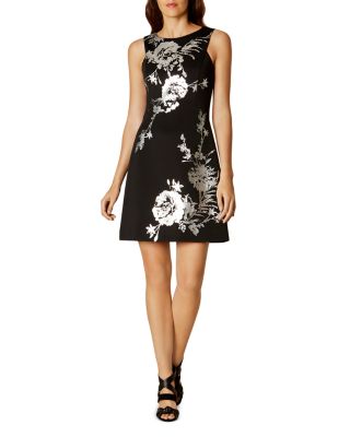 KAREN MILLEN Foiled Floral-Print Dress