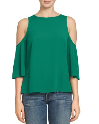 1.STATE Cold Shoulder Bell Sleeve Blouse