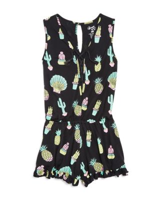 Flowers by Zoe Girls' Cactus, Shell & Pineapple Print Romper - Sizes S-XL