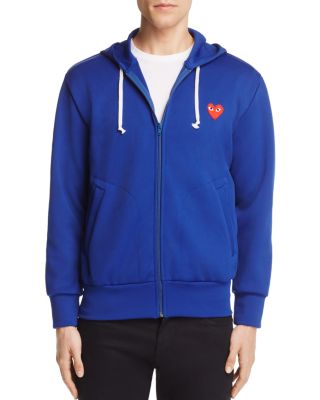 Comme Des Garçons Play Play Zip Hooded Sweatshirt In Navy