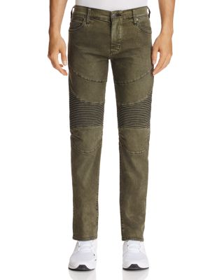 TRUE RELIGION ROCCO MOTO SLIM FIT JEANS IN COATED OLIVE,MDBA90427R