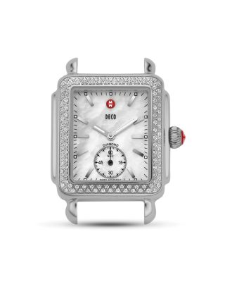 MICHELE Deco 16 Diamond Stainless Steel Watch Head, 29 x 31mm