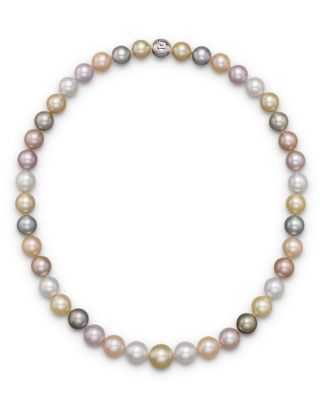 Tara Pearls Tara Pearls Natural Multicolor Freshwater, Tahitian, White South Sea and Gold South Sea Cultured Pearl Strand Necklace, 17