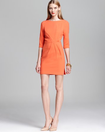 quarter sleeve three dress falcon halo ruched mini side orange tuscan gold