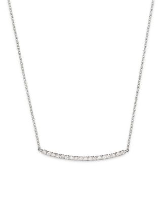 Meira T Meira T 14K White Gold and Diamond Bar Necklace, 16