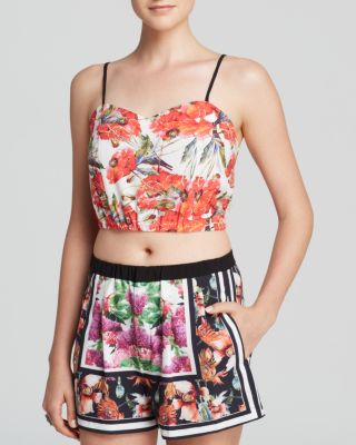 Clover Canyon Top - Floral Garden Scarf Crop