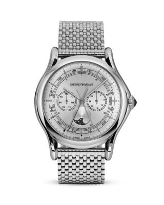 Emporio Armani Swiss Made Emporio Armani Swiss Made Stainless Steel Multi Link Watch, 44mm