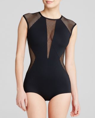 Carmen Marc Valvo City Slick High Neck One Piece Swimsuit