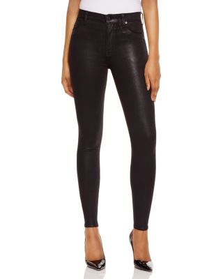 Hudson Barbara Coated Super Skinny Jeans in Noir