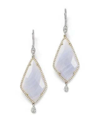 Meira T 14K Gold and Blue Lace Chalcedony Earrings