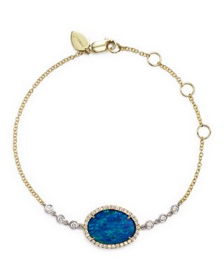 Meira T 14K Yellow Gold and White Gold Opal Bracelet with Diamonds