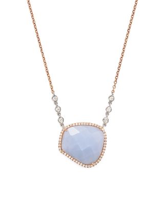 Meira T 14K Rose and White Gold Chalcedony Necklace with Diamonds, 14