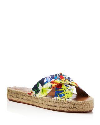 FRENCH CONNECTION Canvas Crisscross Espadrille Slide Sandals