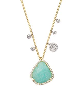 Meira T 14K Yellow and White Gold Amazonite Necklace with Diamonds, 16