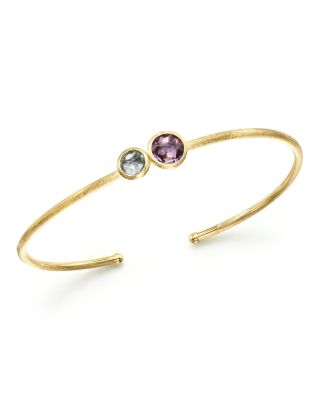 Marco Bicego 18K Yellow Gold Jaipur Skinny Cuff Bracelet with Blue Topaz and Amethyst