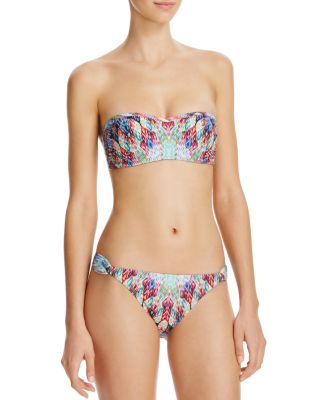 PilyQ Belize Embellished Bandeau Bikini Top & Belize Fanned Bikini Bottom