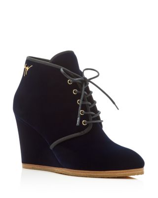 Giuseppe Zanotti Bebe Velvet Wedge Booties