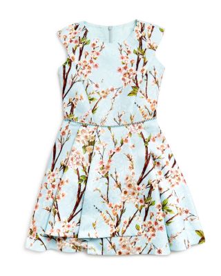 David Charles Girls' Cherry Blossom Pleated Dress - Sizes 7-16