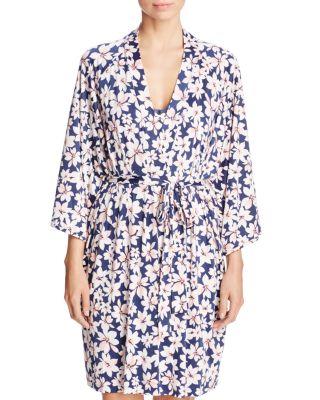 Oscar de la Renta Pink Label Floral Print Wrap Robe