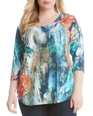 Karen Kane Plus Abstract Print Top