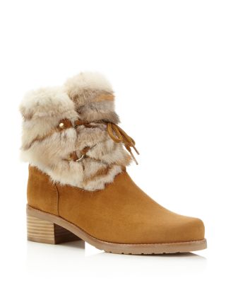 Stuart Weitzman Furnace Mink Fur and Suede Booties