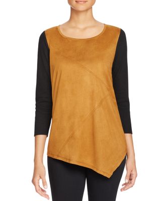 Avec Faux Suede Asymmetric Top