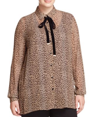 Marina Rinaldi Bilia Leopard Print Sheer Shirt