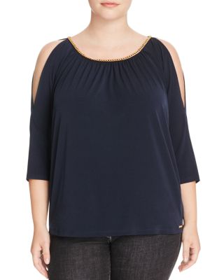 MICHAEL Michael Kors Chain Trim Cold Shoulder Top