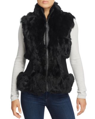 Belle Fare Rabbit Fur & Stretch Wool Vest