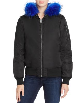 BNCI Faux Fur Trim Hooded Bomber Jacket - Bloomingdale's Exclusive ...