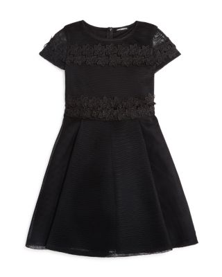 David Charles Girls' Black Mesh & Lace Dress - Sizes 7-16