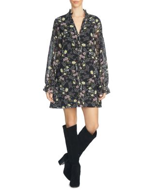 1.STATE Floral Tie Neck Shift Dress