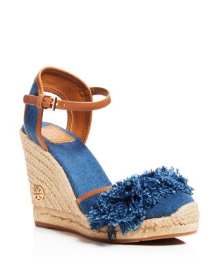 Tory Burch Shaw Denim Espadrille Wedge Sandals