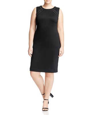 Calvin Klein Plus Rhinestone Scuba Sheath Dress