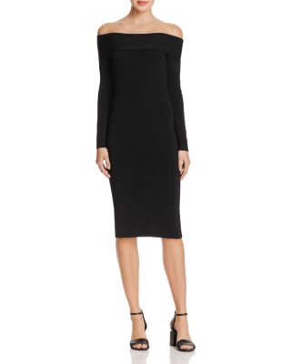 T by Alexander Wang Needle Knit Off-The-Shoulder Dress