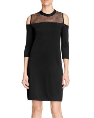 Alison Andrews Cold-Shoulder Mesh Sheath Dress