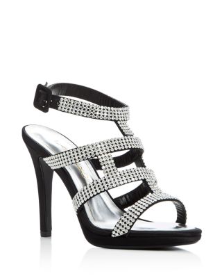 Caparros Elyzabeth Embellished Satin Multi Strap high Heel Sandals