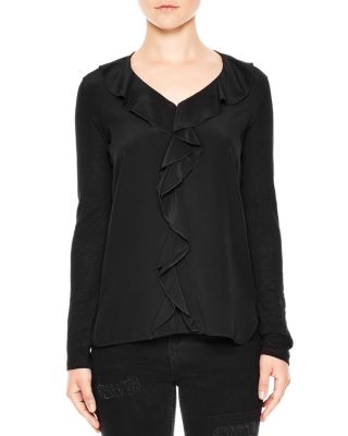 Sandro Sasha Silk-Front Top