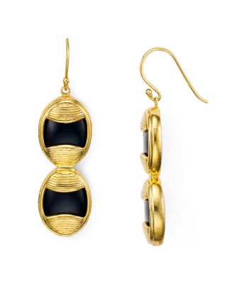 Yuwei Double Oval Onyx Earrings