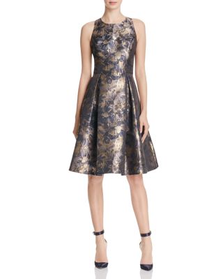 Eliza J Metallic Satin Fit-And-Flare Dress