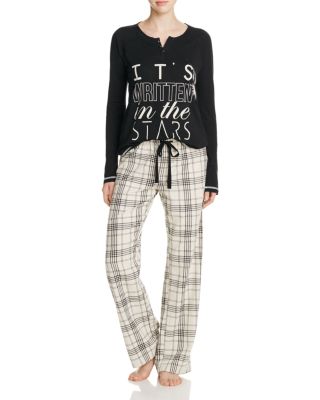 PJ Salvage Written in the Stars Long Sleeve Tee & Plaid Twill Pants