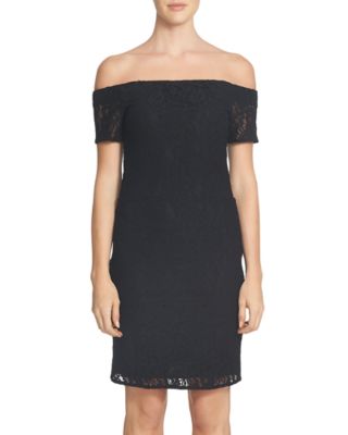 1.STATE Off-The-Shoulder Lace Sheath Dress