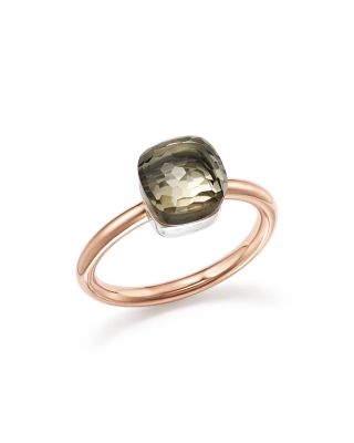 Pomellato Nudo Mini Ring with Faceted Prasiolite in 18K Rose and White Gold