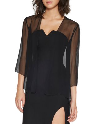 HALSTON HERITAGE Sheer Silk Cardigan