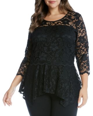 Karen Kane Plus Lace Peplum Top