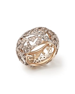 Pomellato Arabesque Ring with Brown Diamonds in 18K Rose and White Gold 